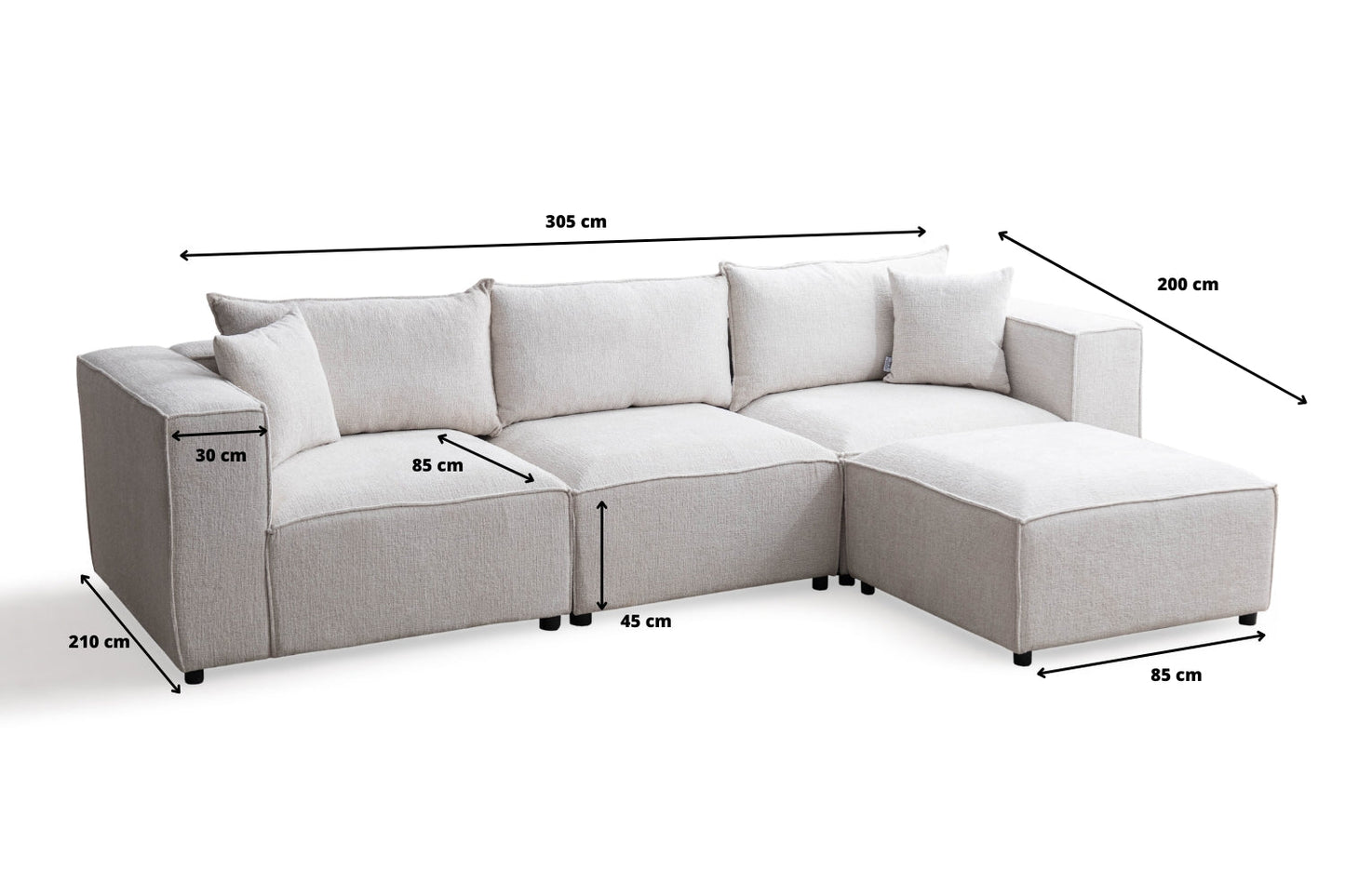 Canapé ELEGANCE Modulable Chenille  3+1 Pouf